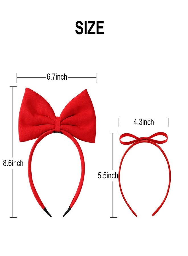 Fancheer 2 Pcs Big Red Bow Headband for Woman Halloween Costume Headwear Christmas Party Cosplay Hair Accessories - Image 2